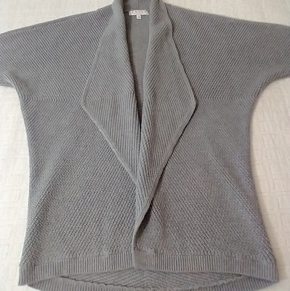 Grey Open-Front Knit Sweater Cardigan